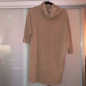 Taupe cowl neck sweater dress